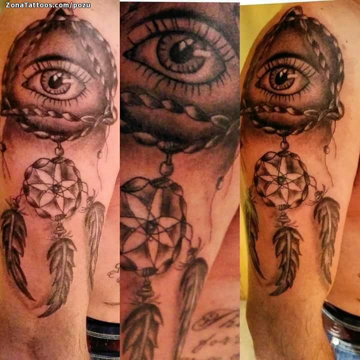 Foto de tatuaje Ojos, Atrapasueños, Brazo