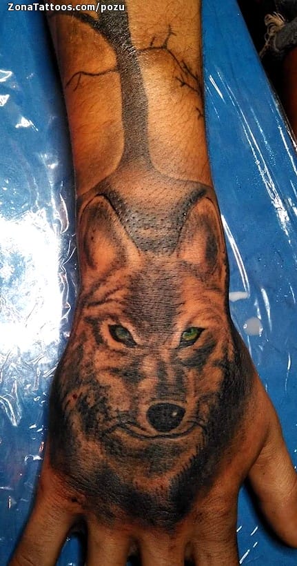 Foto de tatuaje Lobos, Mano, Animales