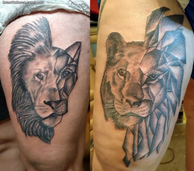 Foto de tatuaje Leones, Animales, Muslo