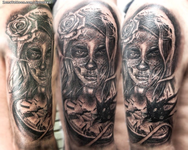 Tattoo photo Catrina, Clocks, Shoulder