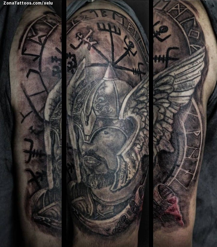 Foto de tatuaje Vikingos, Hombro, Runas