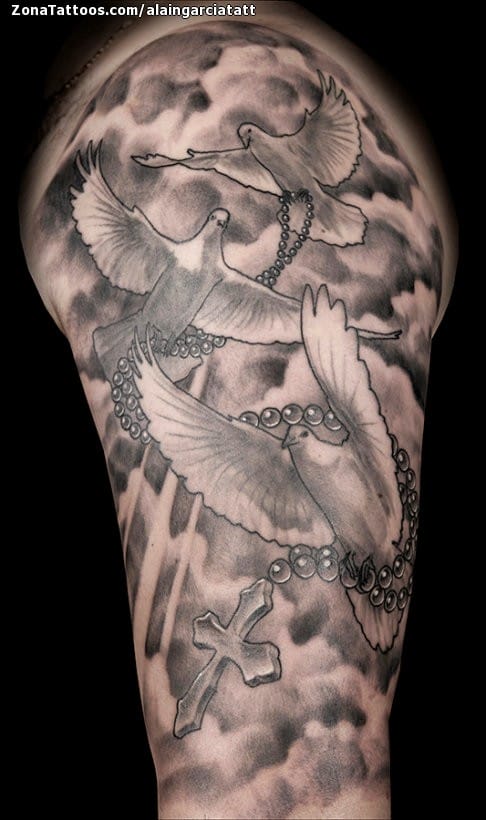 Tattoo photo Doves, Rosaries, Birds