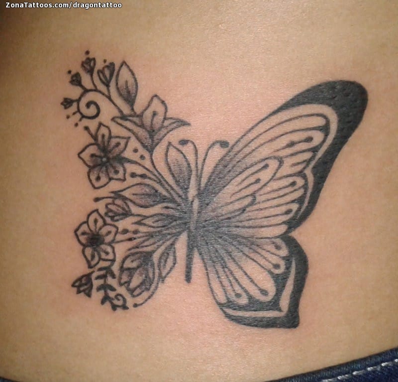 Foto de tatuaje Mariposas, Flores, Insectos