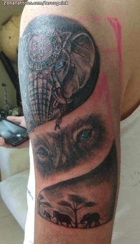 Tattoo photo Wolfs, Animals, Elephants