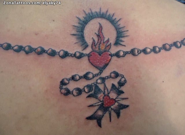 Foto de tatuaje Rosarios, Religiosos, Corazones