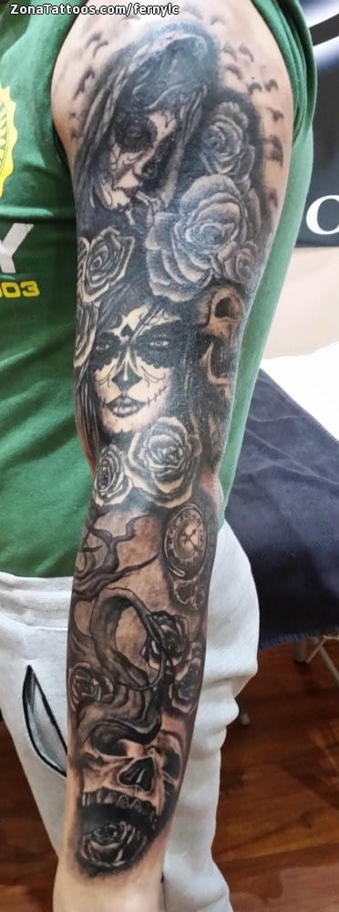 Tattoo photo Catrina, Skulls, Sleeves