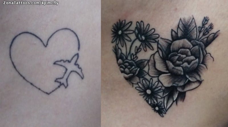 Tattoo photo Cover Up, Hearts, Flowers