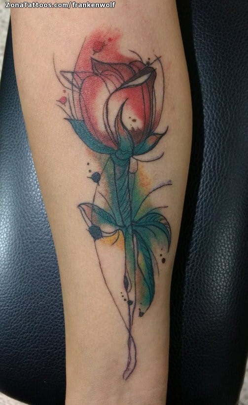 Foto de tatuaje Flores, Acuarela