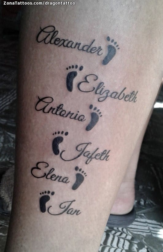 Tattoo of Names, Letters, Leg