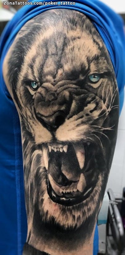 Tatuaje de Leones, Animales, Hombro