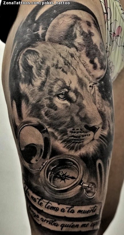 Foto de tatuaje Leones, Lunas, Animales