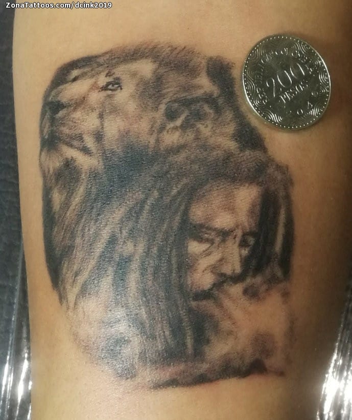 Tattoo photo Bob Marley, Lions, Music