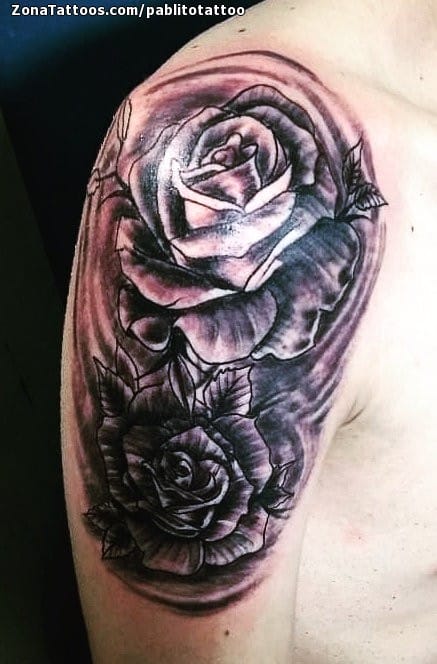 Foto de tatuaje Rosas, Flores, Hombro