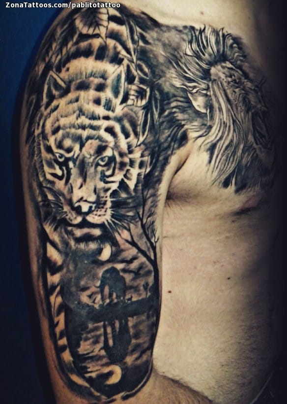 Tattoo photo Lions, Animals, Shoulder