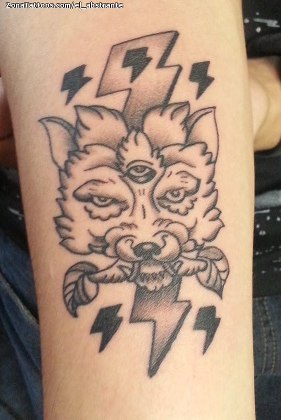 Tattoo photo Wolfs, Animals, Lightning