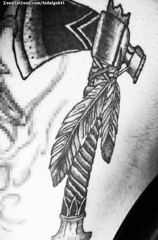 Tattoo of Indians, Axes, Feathers