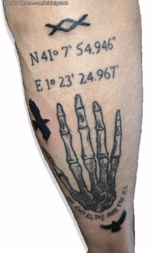 Tattoo photo Crows, Runes, Skeletons