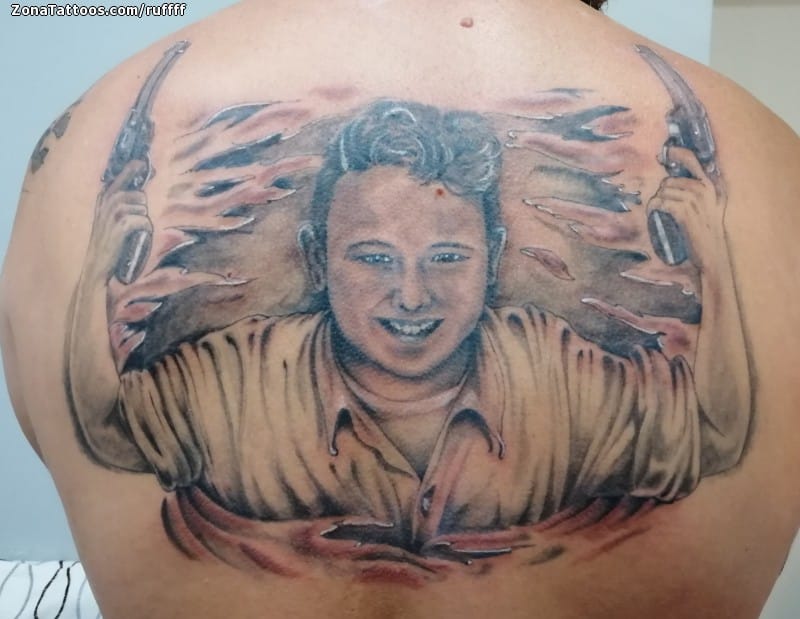 Foto de tatuaje Retratos, Espalda, Armas