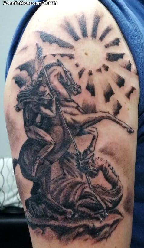 Tattoo photo Clouds, Horses, Dragons