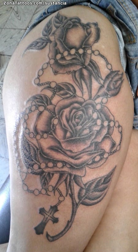 Foto de tatuaje Rosas, Flores, Rosarios