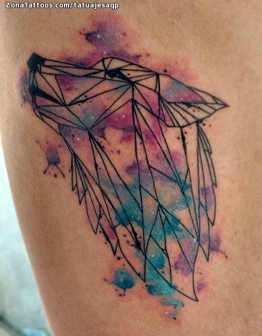 Foto de tatuaje Lobos, Animales, Geométricos