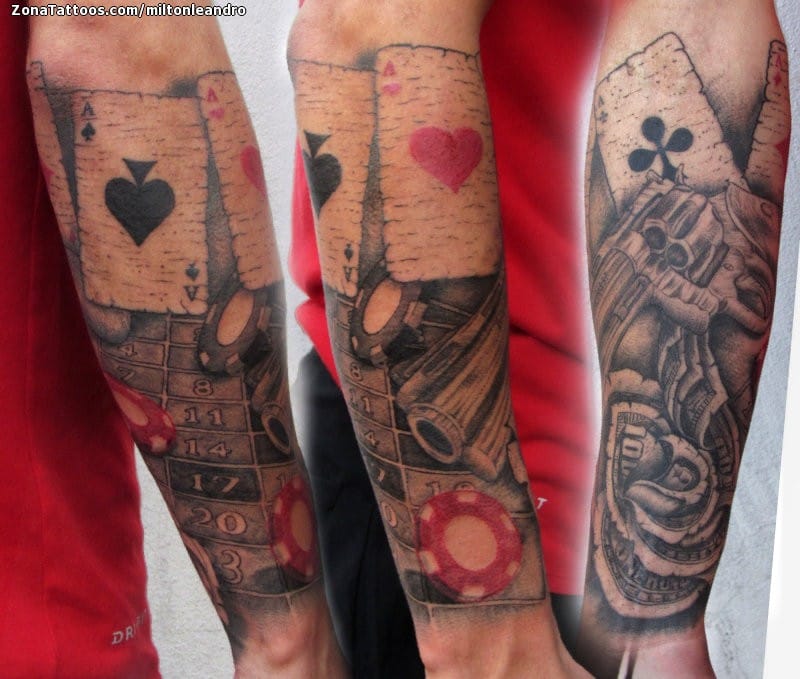 Foto de tatuaje Pistolas, Armas, Naipes