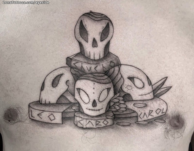 Foto de tatuaje Calaveras, Pecho