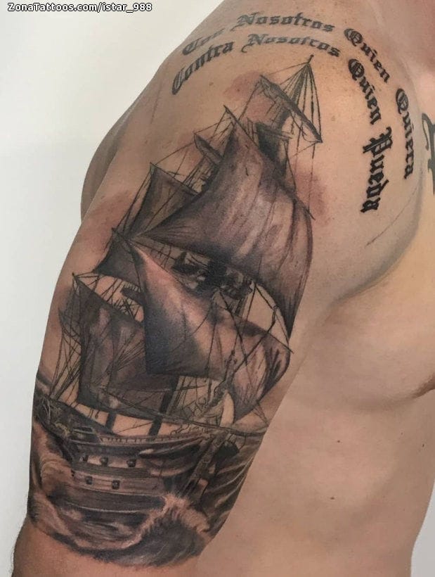 Foto de tatuaje Barcos, Hombro