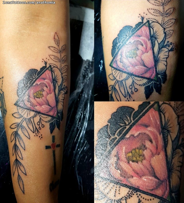 Foto de tatuaje Flores, Plantas, Triángulos