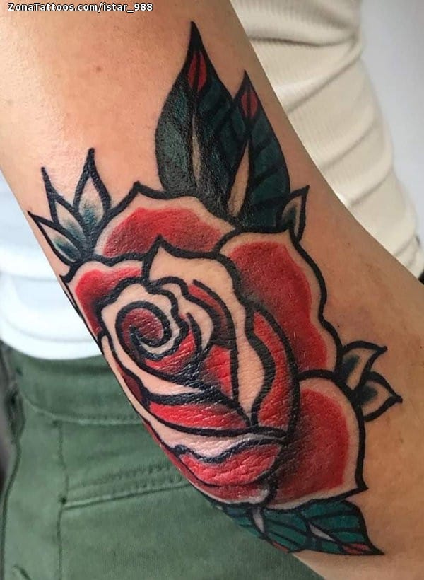 Tattoo photo Roses, Flowers, Elbow