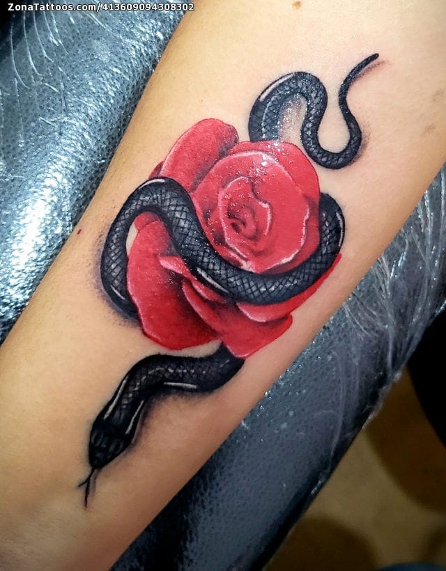 Tattoo photo Snakes, Animals, Roses