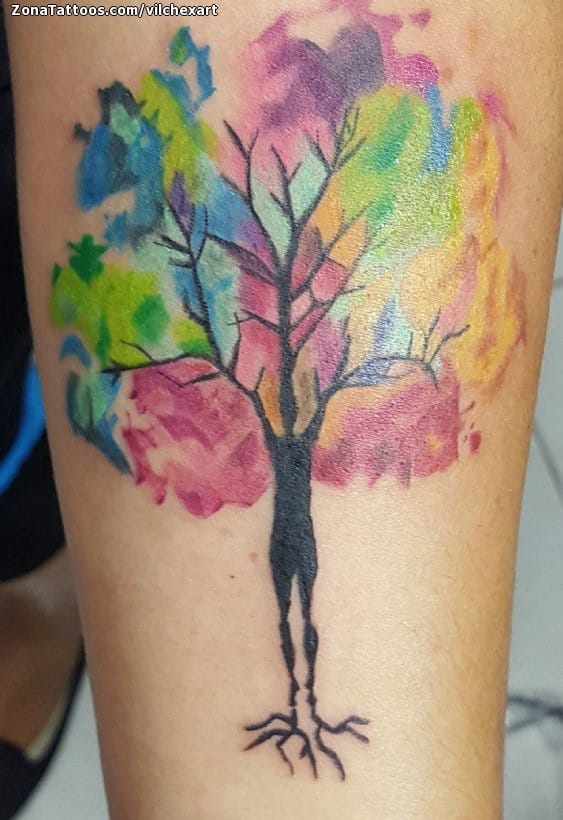 Foto de tatuaje Árboles, Acuarela