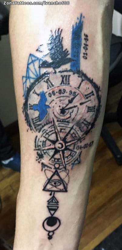 Foto de tatuaje Relojes, Rosa de los vientos