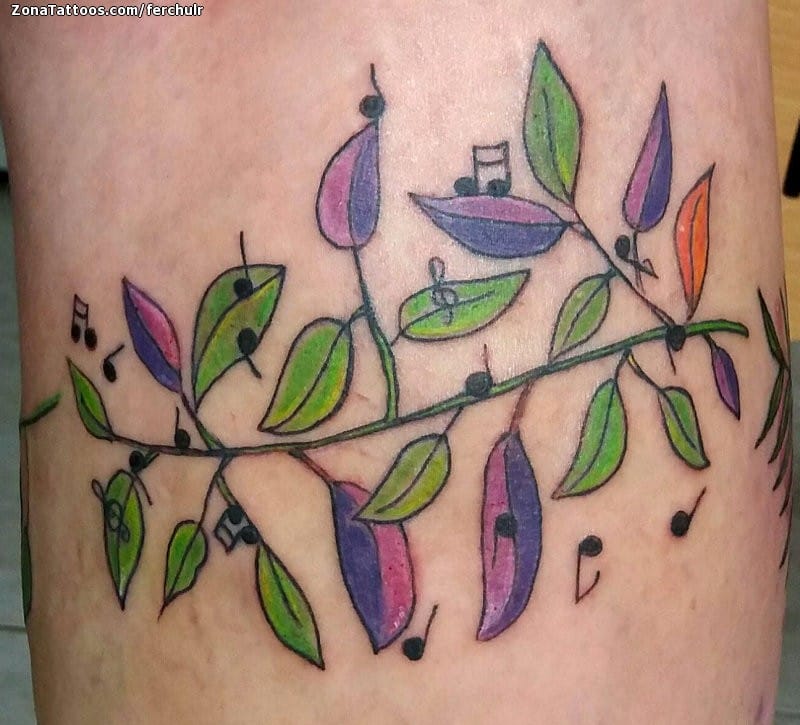 Tattoo photo Plants, Musical notes