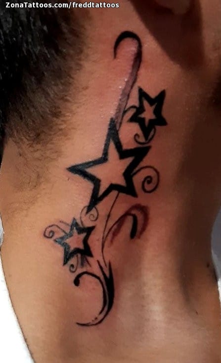 Foto de tatuaje Estrellas, Filigranas, Cuello