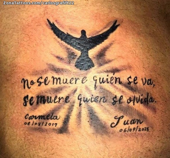 Foto de tatuaje Frases, Palomas, Letras