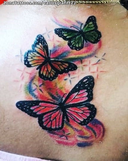 Foto de tatuaje Mariposas, Espalda, Insectos