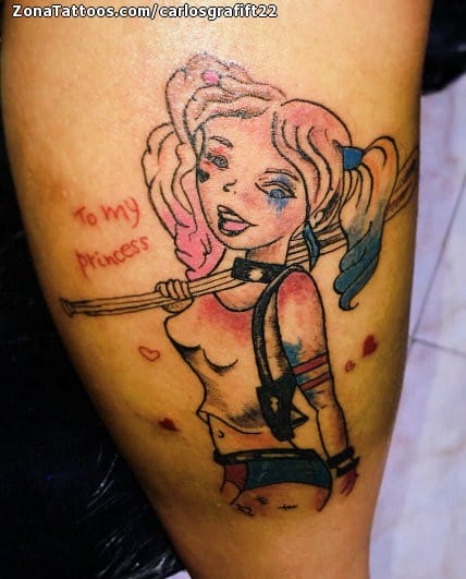 Tattoo photo Harley Quinn, Leg, Comics
