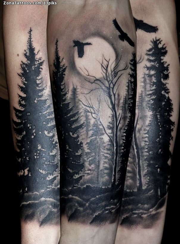 Tattoo photo Trees, Moons, Landscapes