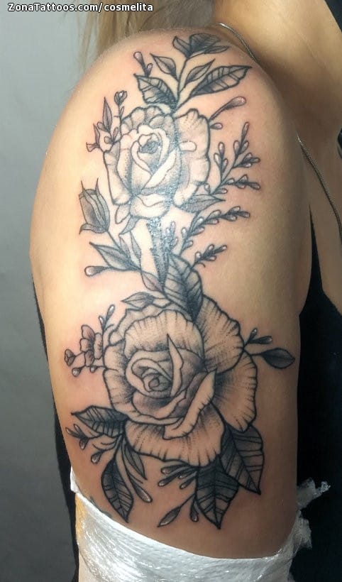 Foto de tatuaje Rosas, Flores, Hombro