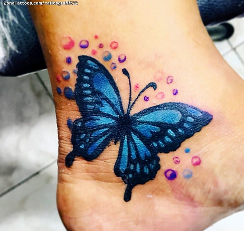 Foto de tatuaje Mariposas, Insectos, Tobillo
