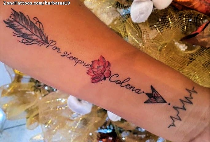 Foto de tatuaje Flechas, Frases, Antebrazo