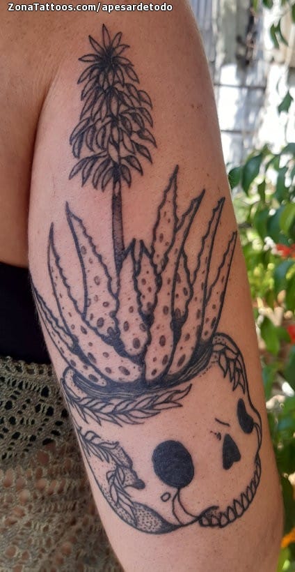 Foto de tatuaje Calaveras, Plantas
