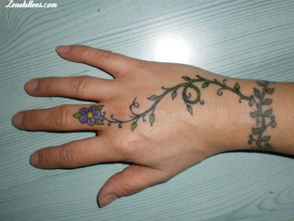 Tattoo photo Flowers, Vines, Hand