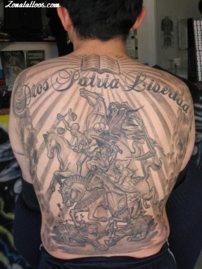 Tattoo photo Back, Riders, Religious