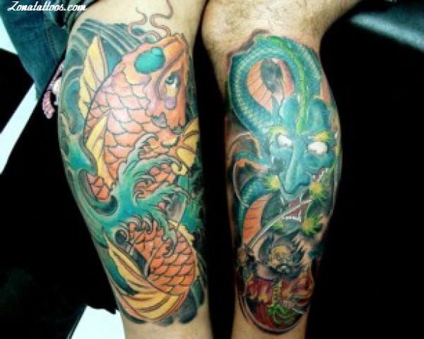 Foto de tatuaje Orientales, Dragones, Koi