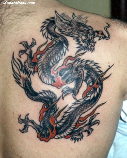 Foto de tatuaje Dragones, Orientales, Omóplato