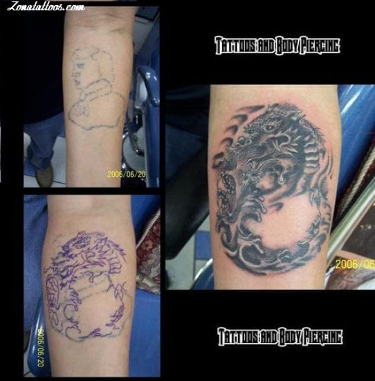 Foto de tatuaje Cover Up, Dragones