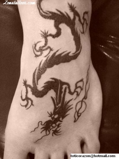 Tattoo photo Foot, Instep, Dragons