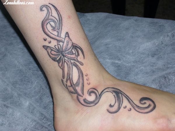 Tattoo photo Flourish, Ankle, Butterflies